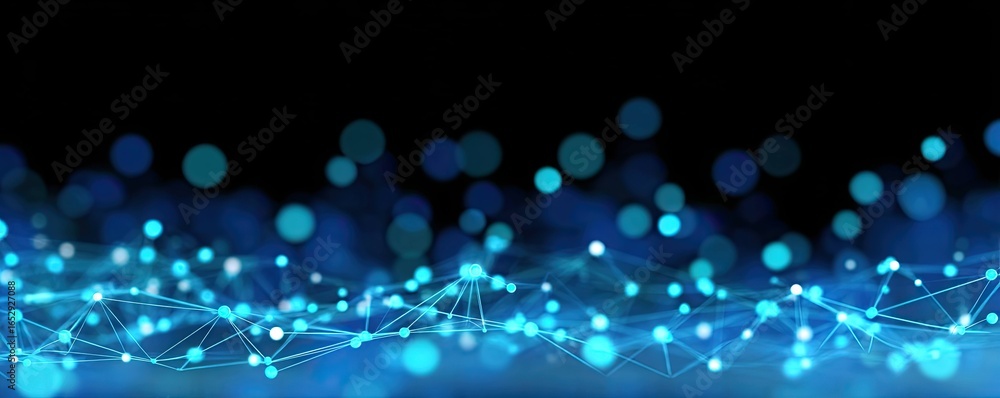 Poster dynamic abstract blue digital background with glowing connections tech environment modern viewpoint