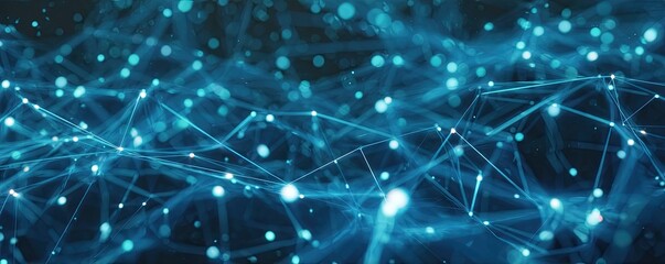 Dynamic Abstract Blue Digital Network Background with Glowing Art Elements Modern Technology Environment