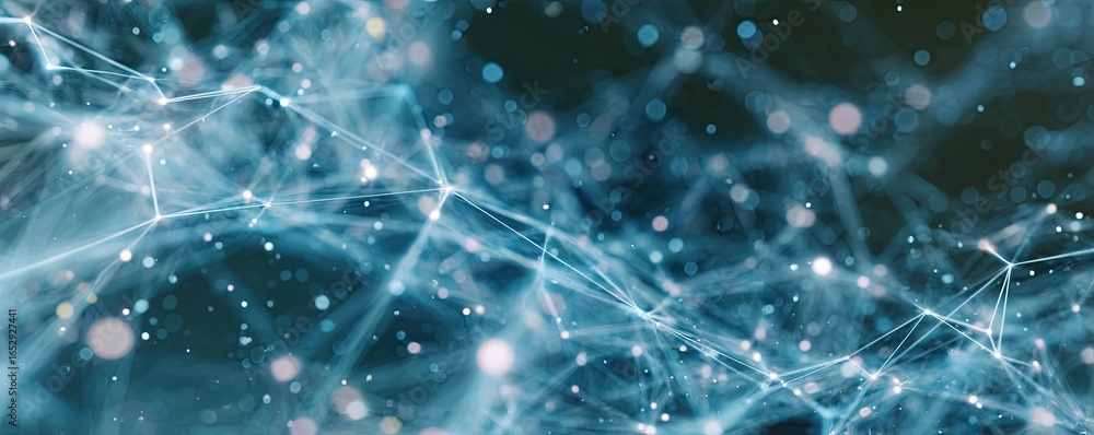 Poster dynamic abstract blue digital network background with glowing artscale for technology and design