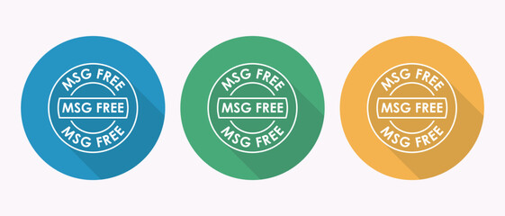 MSG Free Labels Round Icons in Blue Green and Yellow Colors