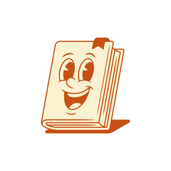 Adorable comic retro childish book cartoon character vector illustration. Cute funny minimalist textbook literature library reading education positive smiling mascot emoticon