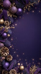 Modern Christmas Composition in Purple and Gold Tones