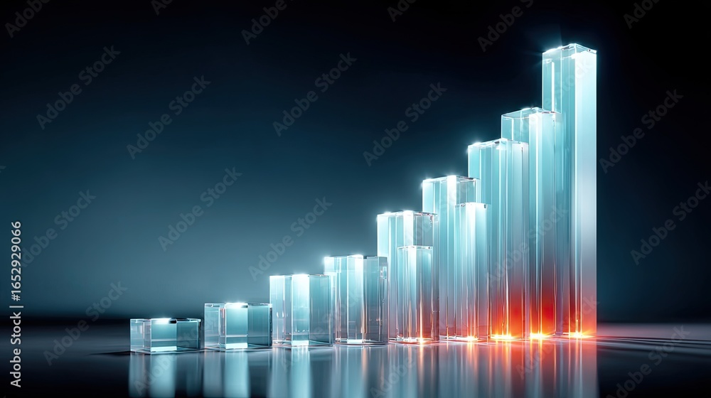 Poster high-tech interface with progress bars and glowing team icons symbolizing a successful collaboration