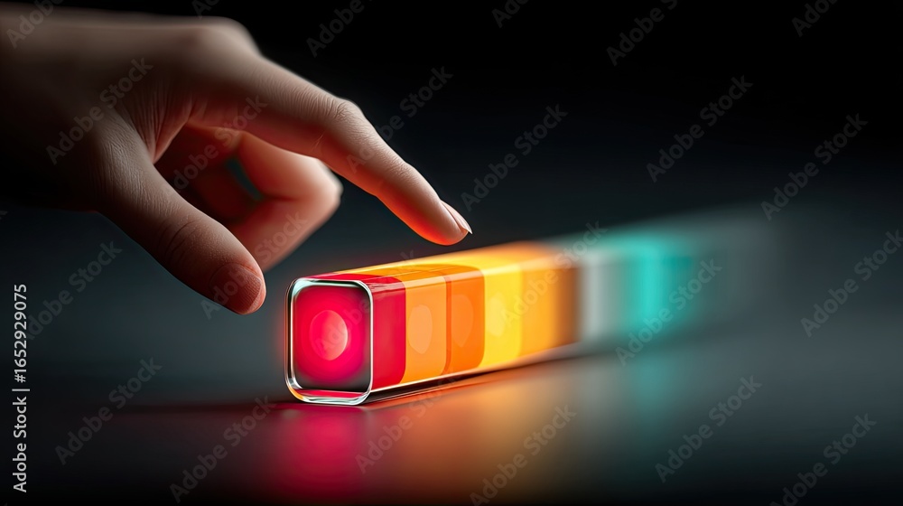 Poster high-tech interface with progress bars and glowing team icons symbolizing a successful collaboration