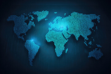 Futuristic world map silhouette. Simple world map in good quality. Digital map template for business, media, foreign affairs, international relations. Technological background