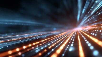 Digital Flow: A mesmerizing representation of technological progress, showcasing a futuristic, dynamic environment composed of digital data streams, light trails, and technological advancement. - Powered by Adobe
