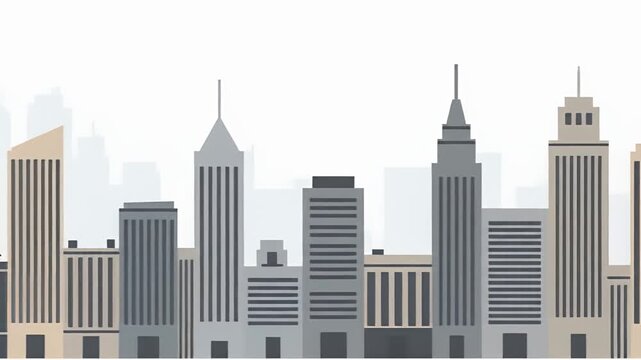 Cityscape Skyline Illustration: A Modern Metropolis in Minimalist Design