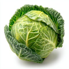 A vibrant close-up of a fresh, green cabbage