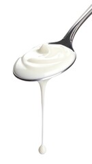 Creamy yogurt on a spoon