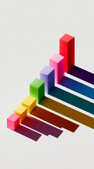 Fototapeta premium Minimalist Rainbow Bar Graph Made from Colorful Cubes Representing Data Visualization and Statistics