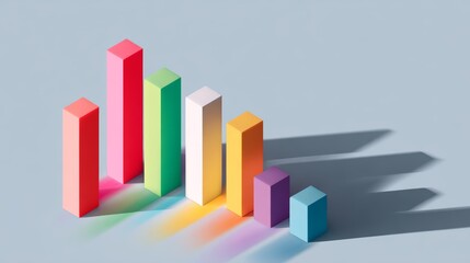 Creative 3D Block Chart with Colorful Bars Showing Upward Trend in Modern Minimal Layout
