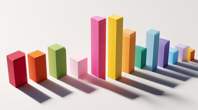Vibrant Increasing Cubes Aligned in Gradient Pattern Depicting Business Growth and Development