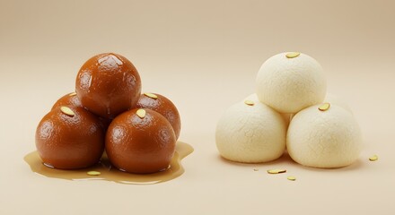 Gulab Jamun and Rasgulla, Indian Sweets Dessert