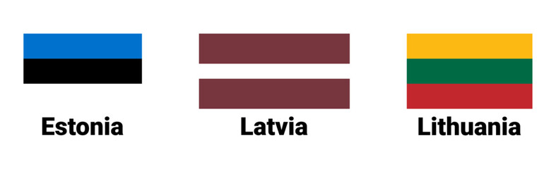 Vector illustration of the national flags of the Baltic states: Estonia, Latvia, and Lithuania.