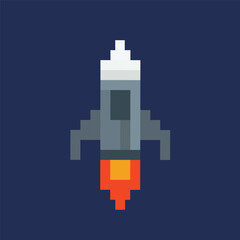 Pixel Art Space Rocket Icon