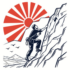 Obraz premium Rock Climber Ascending a Mountain