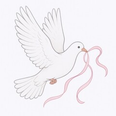 Fototapeta premium Illustration of Dove with Pink Ribbon