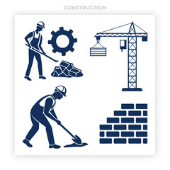 Construction Icons Set with Building Tools Building Construction, Construction Crane, Construction Tools, Construction Industry, Construction Project,