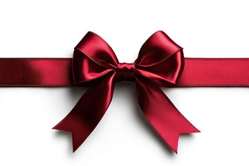 Luxurious Crimson Ribbon Bow on Pristine White Background, Gift Wrapping Elegance