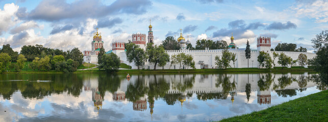 Novodevichy Monastery in Moscow on a summer evening.