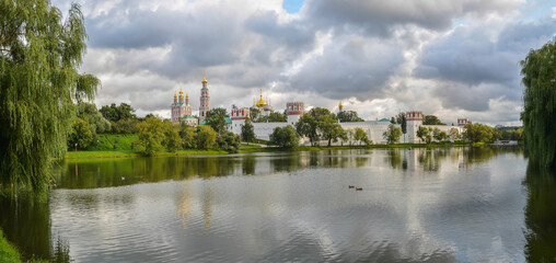 Novodevichy Monastery in Moscow on a summer evening.