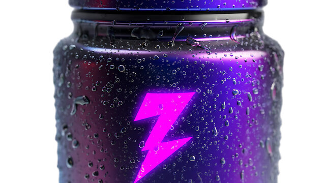 purpal  jar of energy on white background