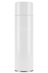 Blank white aerosol spray can for product mockup presentation isolated on a transparent background