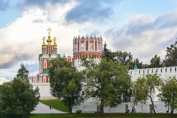 Novodevichy Monastery in Moscow on a summer evening.