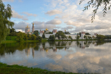 Novodevichy Monastery in Moscow on a summer evening.