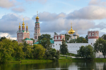Novodevichy Monastery in Moscow on a summer evening.