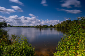 A beautiful lake with a great sky.