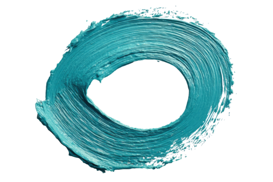 Teal paint circle, swirling effect, abstract shape
