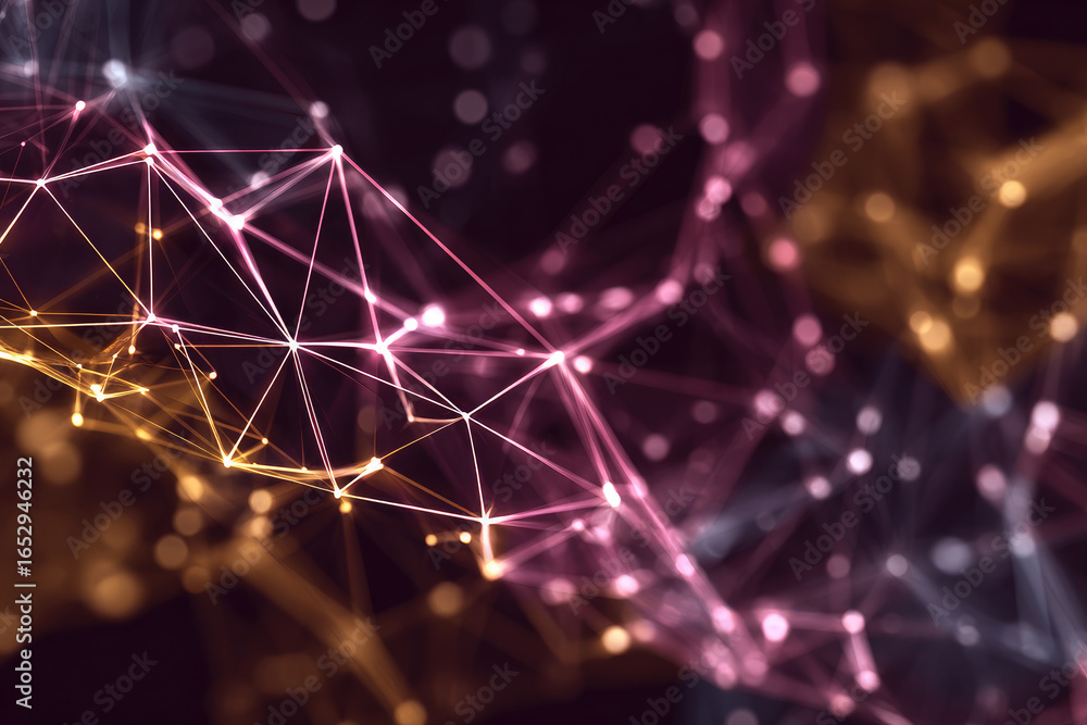 Poster colored polygonal space. connection dots and lines structure. digital background. triangular futuris