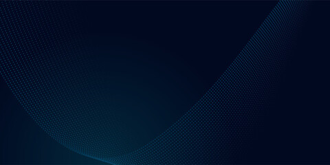 Dynamic particles sound wave flowing over dark. Blurred lights vector abstract background. Beautiful wave shaped array of glowing dots.