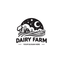 Fototapeta premium Silhouette dairy farm logo shape
