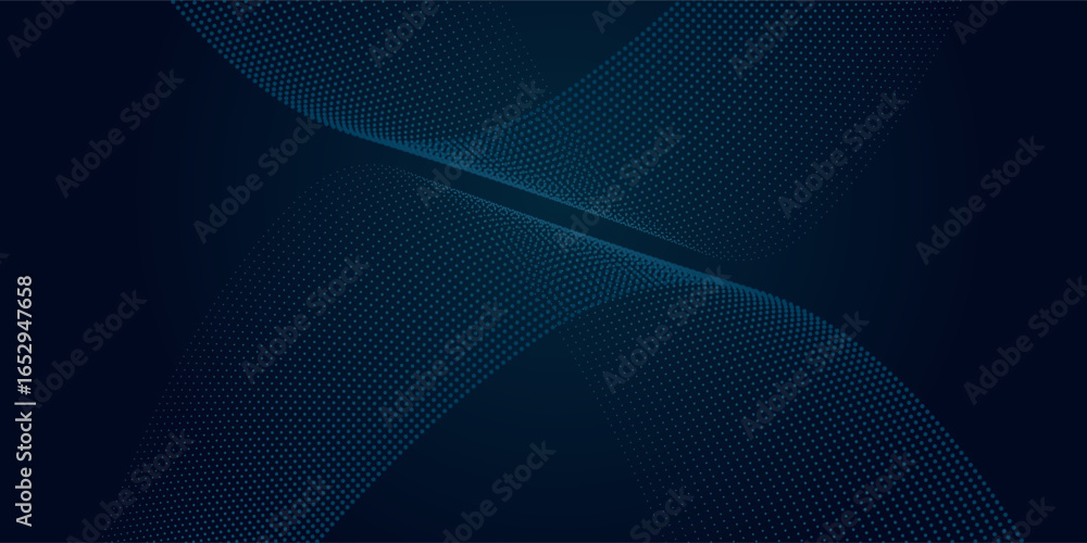 Poster dynamic particles sound wave flowing over dark. blurred lights vector abstract background. beautiful