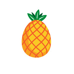 Cartoon pineapple with green leaves