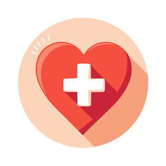 Obraz premium Red heart with medical cross symbol on circular background 