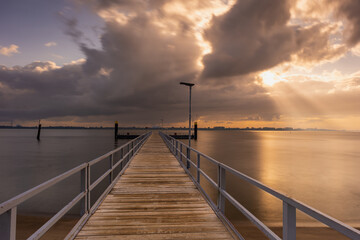 A long, beautiful pier at Krautsand on the Elbe.