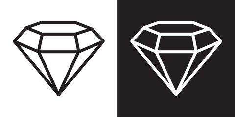 Diamond icon line art, vector set. Minimalistic diamonds vector illustration icons set. Variant diamond icon in flat outline and editable stroke line art. Diamond icon for games and website. 