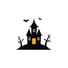 Spooky Haunted House Silhouette for Halloween