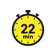 22 min clock icon vector number design illustration