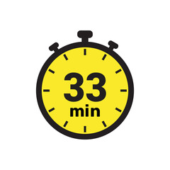 33 min clock icon vector number design illustration
