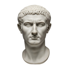 Obraz premium Marble Head of an Ancient Roman Man Isolated on White or Transparent Background