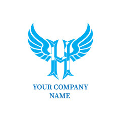 Letter H Wing Logo Design &ndash; Abstract Blue Wings Emblem