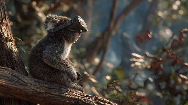 Koala's Virtual Escape: A Wildlife Encounter with Modern Technology in Nature