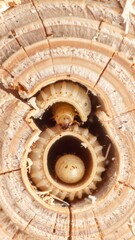 Fototapeta premium Close-up of wood borer larvae in tree trunk