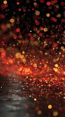 Bright Gold Bokeh and Glitter Dust Forming Elegant Sparkling Surface in Warm Atmosphere
