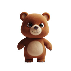 Naklejka premium Cartoon Bear Character with Cute Expression on White Background