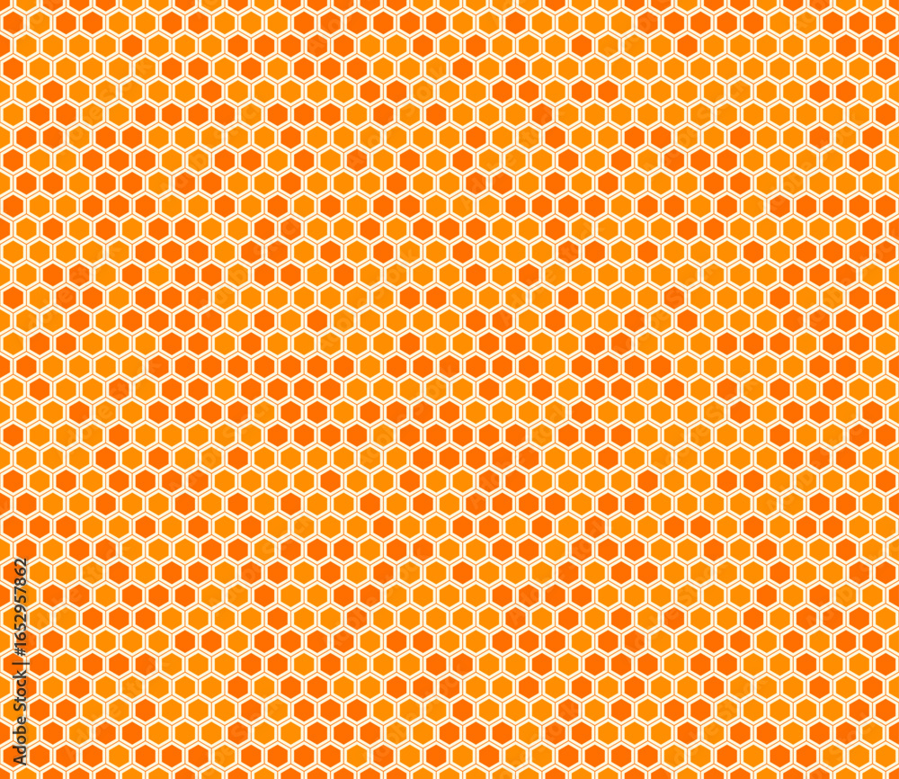 Poster hexagonal pattern background. simple hexagon grid with inner solid cells. orange color tones. regula